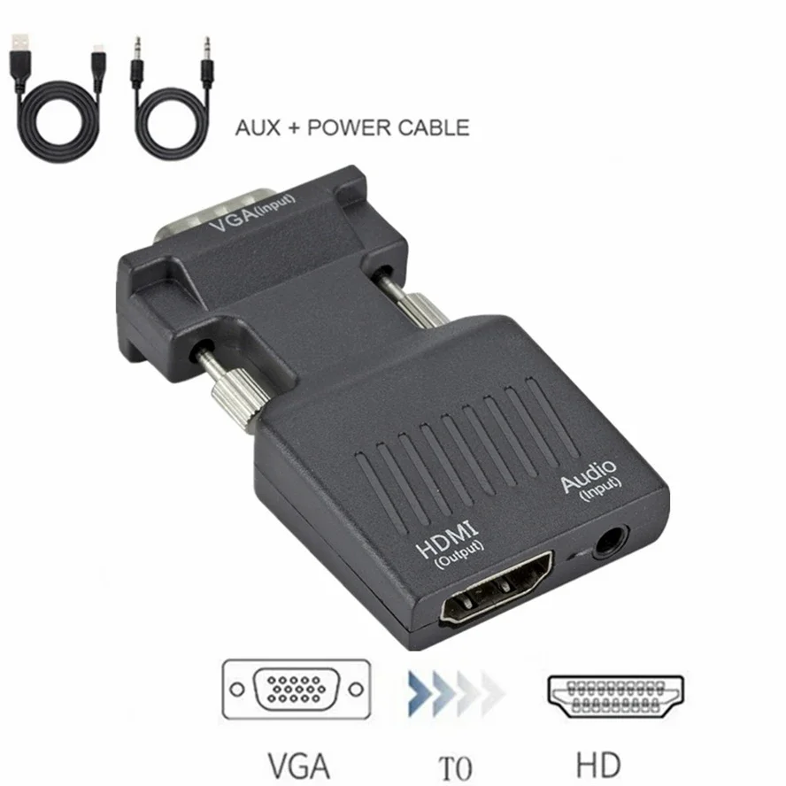Convertidor compatible con VGA a HDMI, Cable de Audio de 3,5mm para PS4, PC, portátil, TV, Monitor, proyector, 1080P, VGA hembra a HD macho Adapt - imagen 4