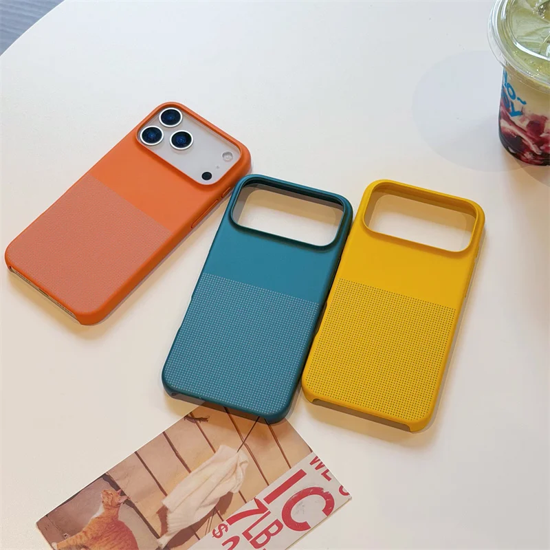 Funda de teléfono de piedra arenisca con punto de absorción magnética a la moda para iPhone 15 16 17 Pro Max, funda protectora a prueba de golpes con carga inalámbrica - imagen 5