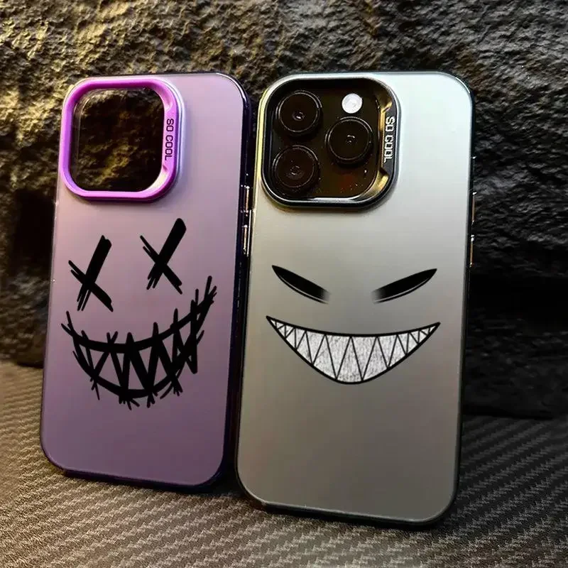 Funda de teléfono de titanio esmerilado del diablo sonriente para iPhone 12 Pro 11 Pro Max XS XR 7 8 Plus, funda protectora de pantalla a prueba de golpes - imagen 2