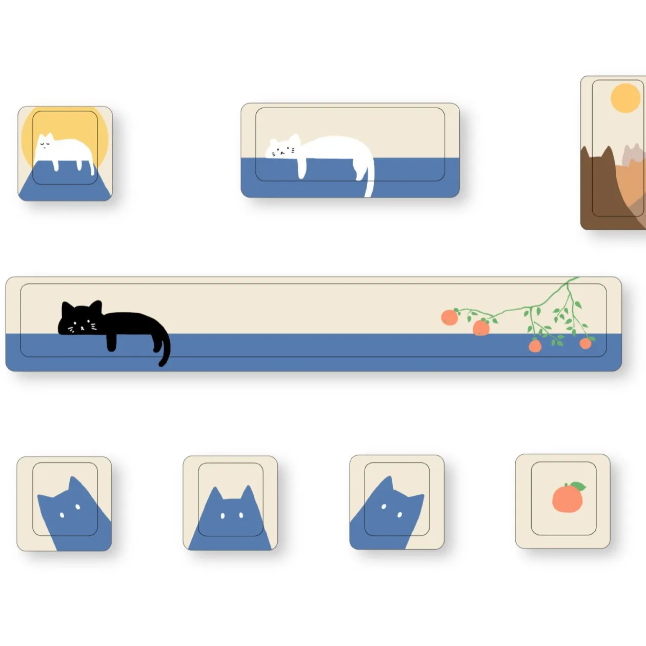 ZUOYA-teclas adicionales personalizadas con tema bonito, juego de 8 piezas, teclado mecánico de altura Original con sublimación térmica de 5 caras - imagen 4