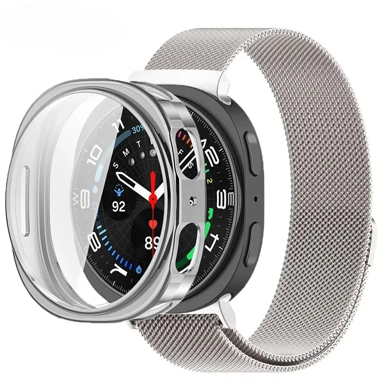 Mlanese Loop + funda para Samsung Galaxy Watch 8 40mm 44mm correa de reloj de Metal de acero inoxidable + cubierta de TPU accesorios de banda Galaxy Watch 8