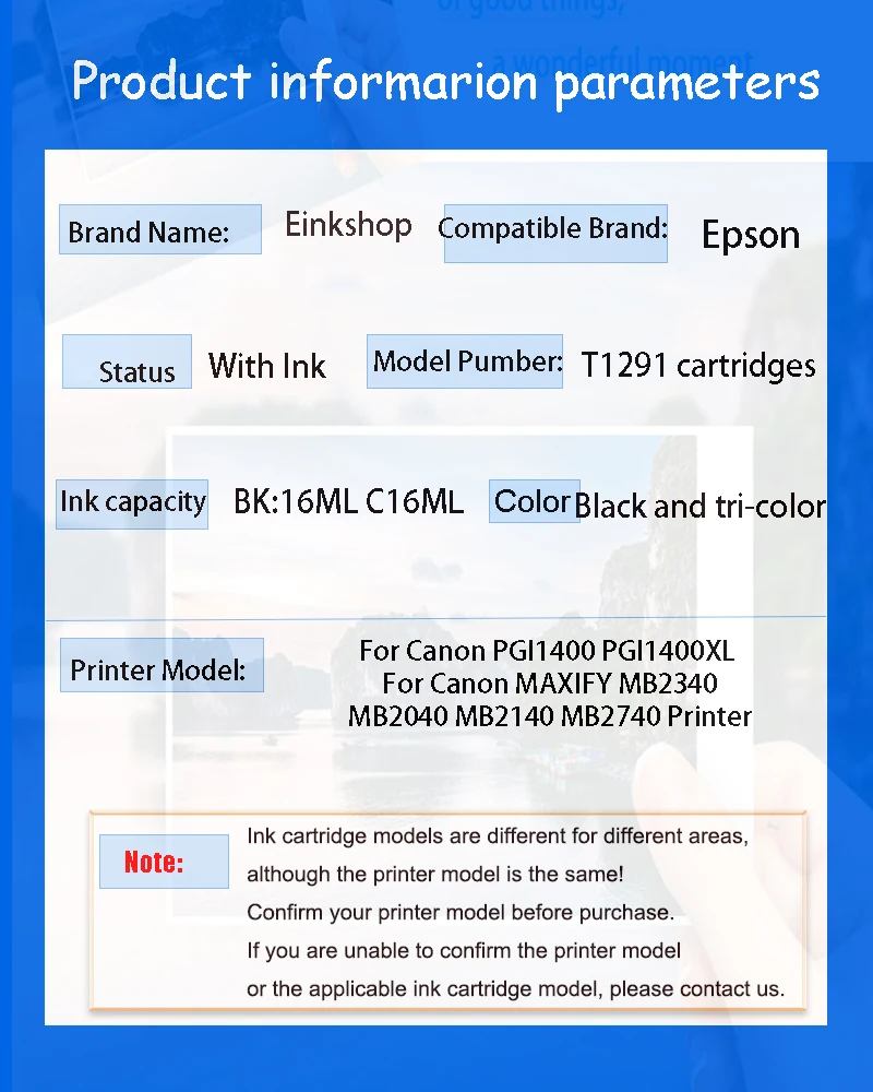 Einkshop Compatible T1291 - T1294 T1291 cartucho de tinta para impresora EPSON stylus SX235W SX425W SX420W SX438W SX525WD SX535WD - imagen 2