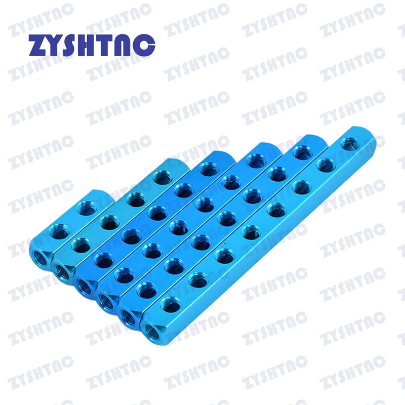 Distribuidor neumático de 4 vías, 3 vías, 2 vías, 5 vías, 6 vías, manguera de aire, herramienta de acoplamiento de conexión rápida, divisor de bloque de aluminio de rosca 1/4 Bsp