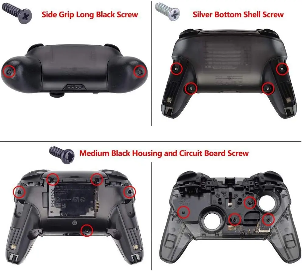 eXtremeRate Juego completo de carcasa para controlador NS Switch Pro, placa frontal con asas, transparente y de un solo seires - imagen 4