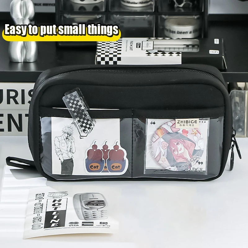 Nueva bolsa de lápices transparente de 5 capas con gran capacidad y diseño ligero, útiles escolares, estuches de lápices para niñas - imagen 3