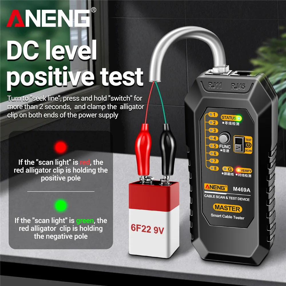 Analizador de Cable de red ANENG M469A RJ45 RJ11, rastreador de cables telefónicos, receptor, buscador de línea, comprobador, herramientas eléctricas de reparación - imagen 4