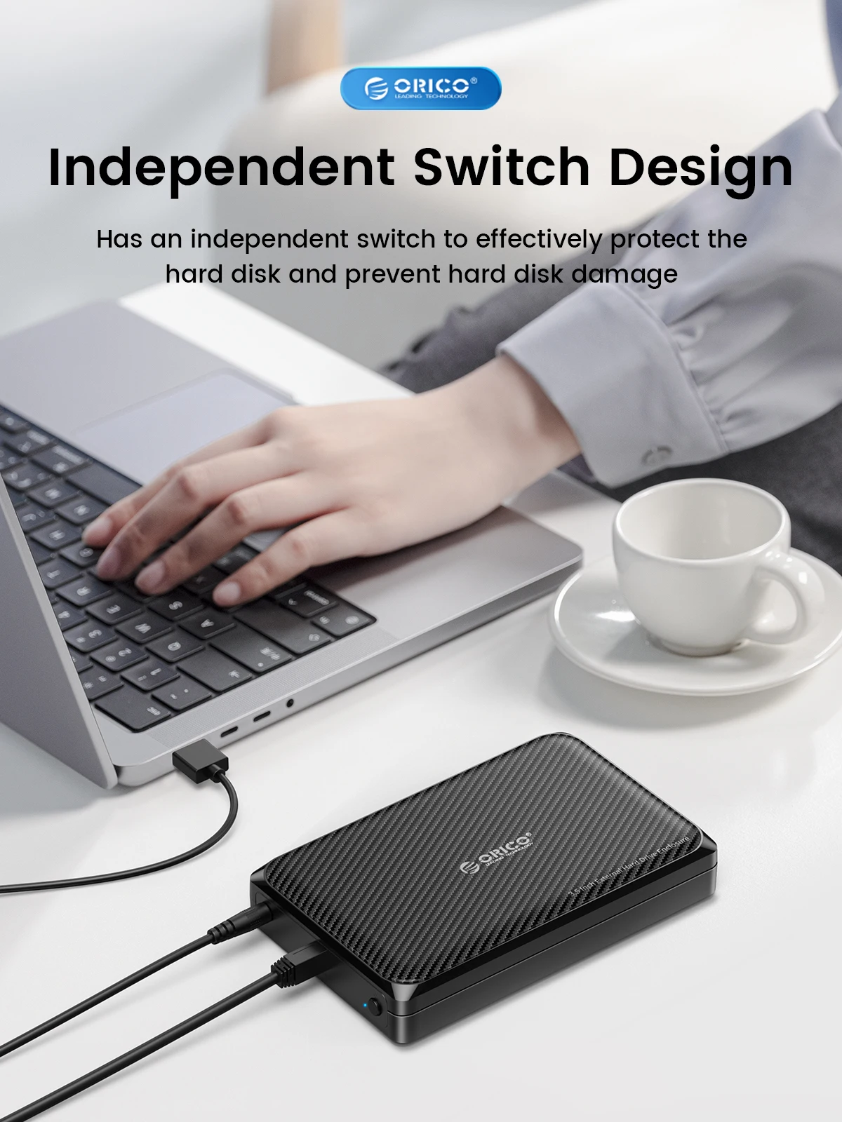 ORICO-carcasa de HDD USB 3,0 a SATA de 3,5 pulgadas, carcasa de HDD tipo C de 5Gbps con alimentación de 12V/2A, UASP para ordenador PC - imagen 5