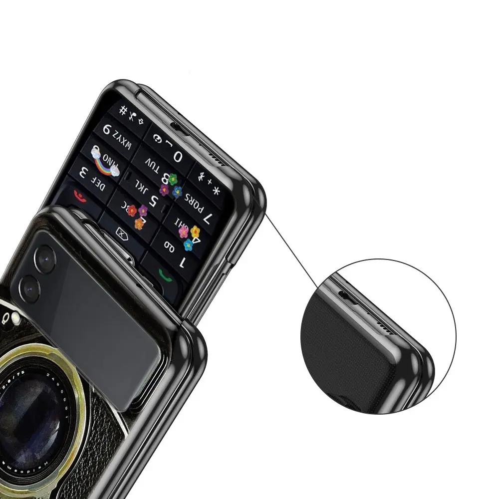 Funda de teléfono de estilo Retro con cinta de Cassette Vintage para Samsung Galaxy Z Flip 4, 5, 3, carcasa de PC dura negra plegable para Samsung Z Flip5 - imagen 4