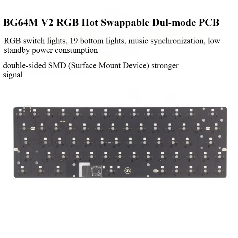 BG64M V2 cambio izquierdo 64 PCB triodo GH60 con cable y Bluetooth 2,4G RGB tipo C señal inalámbrica + accesorios de teclado mecánico
