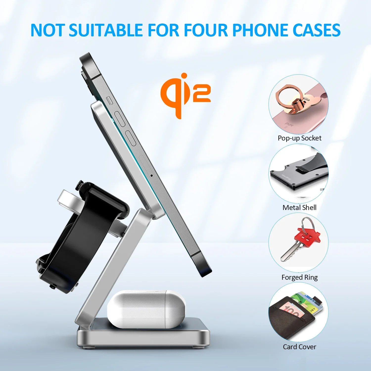 Cargador inalámbrico magnético Qi2 3 en 1 de 15W para Iphone 16 15 14 13 carga rápida plegable para Apple Watch Airpods cargador inalámbrico - imagen 3