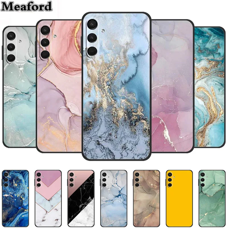 Funda de silicona suave para teléfono Samsung Galaxy A55 5G, carcasa de TPU de mármol, protección de Mica pintada