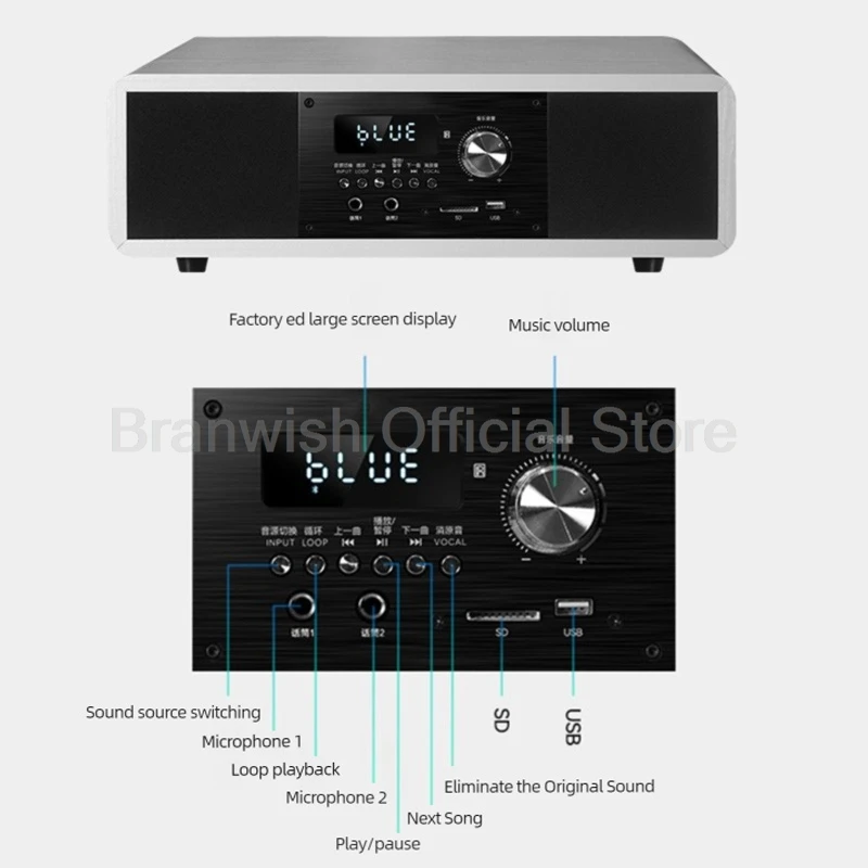 1 Juego de altavoces Bluetooth para sistema de cine en casa, 200W, 5,1 canales, caja de sonido envolvente 360, Audio óptico USB de madera para Karaoke en casa - imagen 5