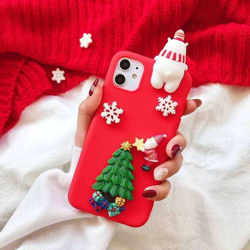 Funda con guantes de árbol de Navidad, regalo de Papá Noel 3D para Realme C75 C75X C73 Note 60 60X 50 C71 C61 C63 12X C65S C65 C63 12 Pro - imagen 3