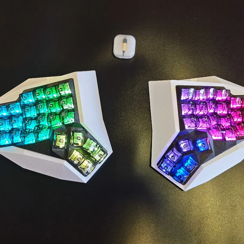 Kit de teclado dividido curvo inalámbrico de 2,4G, teclado dividido ergonómico personalizado RGB de intercambio en caliente con impresión 3D para teclado de jugador VIAL - imagen 5