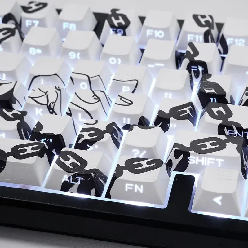 129 teclas blancas Makima Anime Keycaps teclas translúcidas PBT Keycap Chreey Keycaps Dye-sub tapas de teclado mecánico para 64/68/71/108 - imagen 3