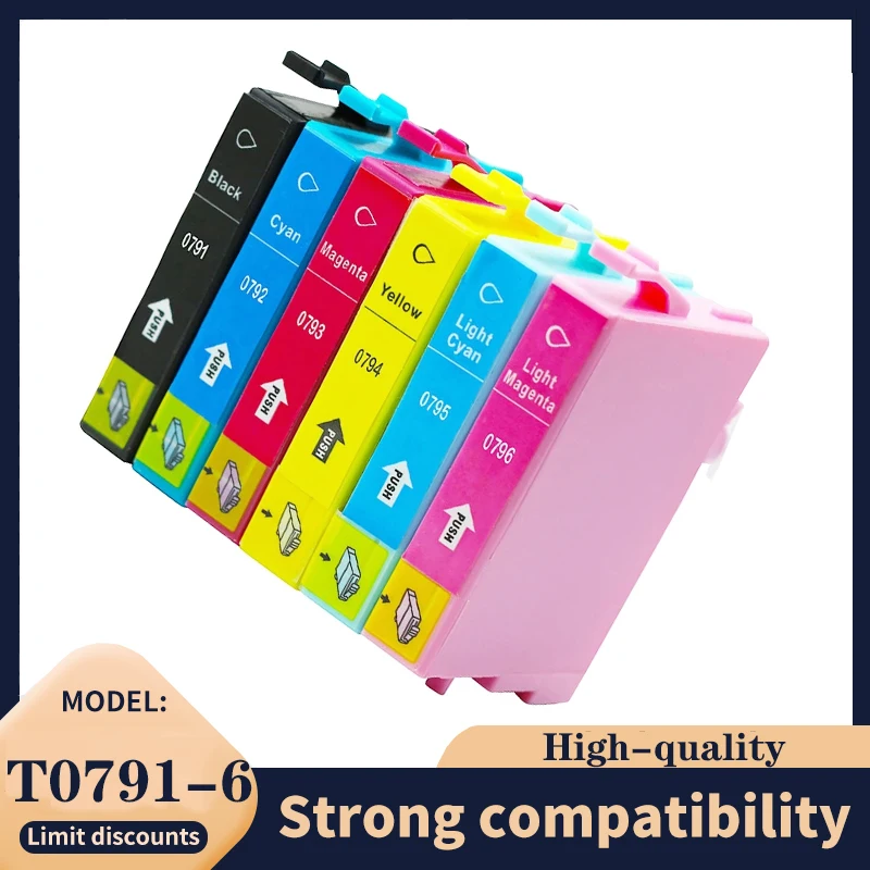 Cartucho de tinta compatible con T0791-T0796, para impresora Epson Stylus Photo P50, PX660, PX650, PX700W, PX710W, PX720WD, PX730WD, 1500, 1400, 1410