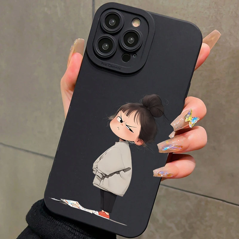 Funda de teléfono con estampado minimalista de una chica tranquila para Xiaomi Poco F7 Pro 5G F6 F5 X6 X5 X3 X7 M6 F7 funda de silicona suave a prueba de golpes