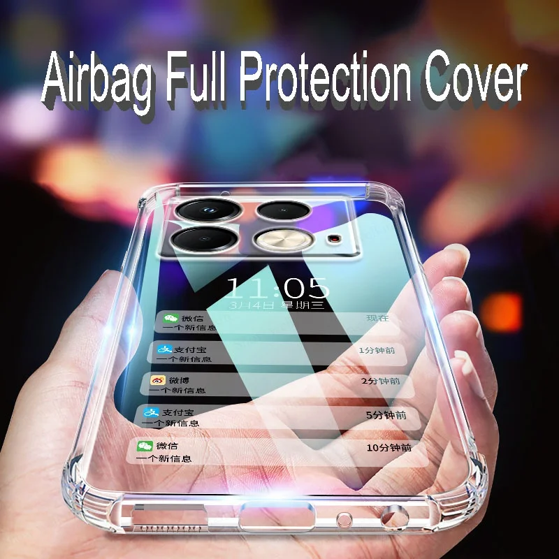 Funda de protección completa con amortiguador de Airbags para Infinix Note 40 Pro Plus 40S 4G 5G, funda trasera transparente de TPU suave a prueba de golpes - imagen 5