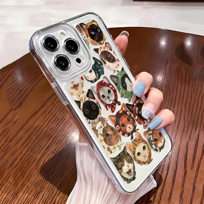 Funda de teléfono con parachoques transparente de TPU con diseño de gato para iPhone 16E 16 15 14 13 12 11 Pro Max XS X 7 8 PLUS SE 2022 - imagen 2