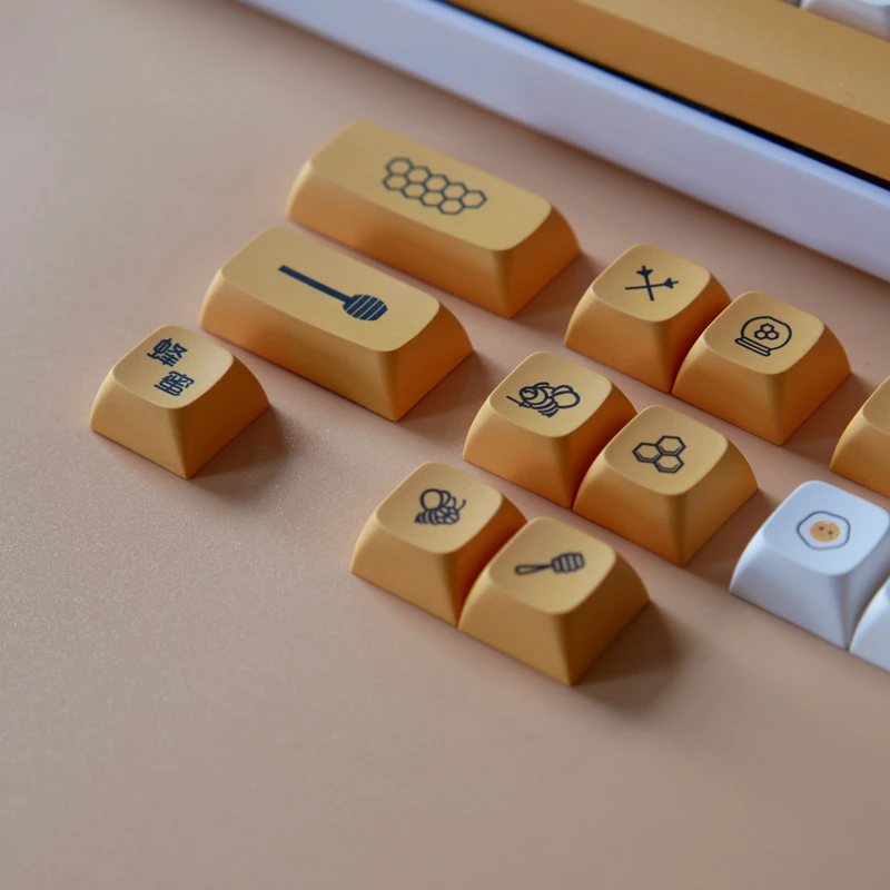 Juego de 140 teclas con tema de leche y miel para teclado mecánico MX Switch, teclas de abeja subcama de tinte PBT engrosadas, teclas de perfil XDA - imagen 3