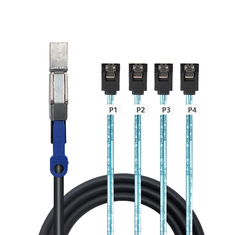 SFF8644 con IC a 4X SATA 7P Cable de servidor SAS HD SFF-8644 recto Cable de disco duro - imagen 4