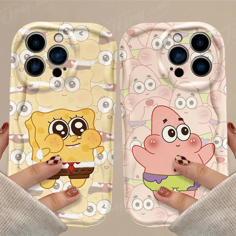 Funda de silicona suave para iPhone, carcasa trasera de Bob Esponja, Patricio, estrella, onda 3D, 15, 14, 13, 12, 11 Pro Max, X, XR, XS, 8, 7, 6, 6S Plus, SE 2020 - imagen 4