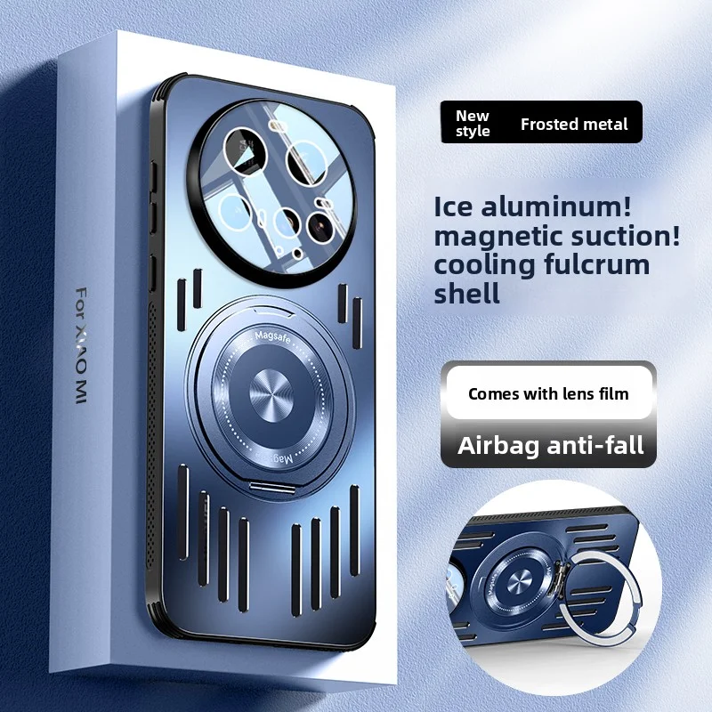 Para Xiaomi Mi 15 Ultra funda de Metal duro disipación de calor anillo magnético soporte cubierta trasera protectora para Xiaomi Mi 15S 14 Pro Shell