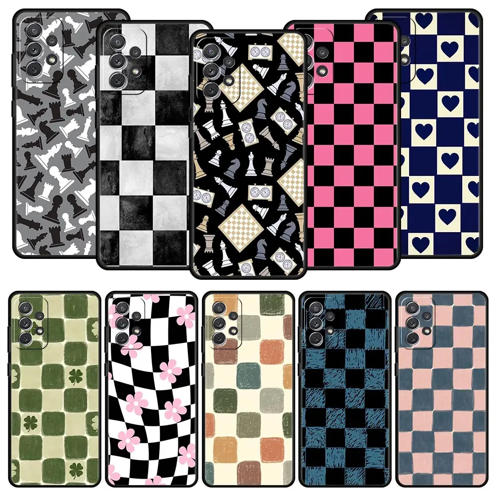 Tablero de ajedrez, funda de teléfono para Samsung A51 A71 A21S A17 A11 A15 A25 A23 A33 A53 A73 A07 A03S A05S A13 A35 A55 5G