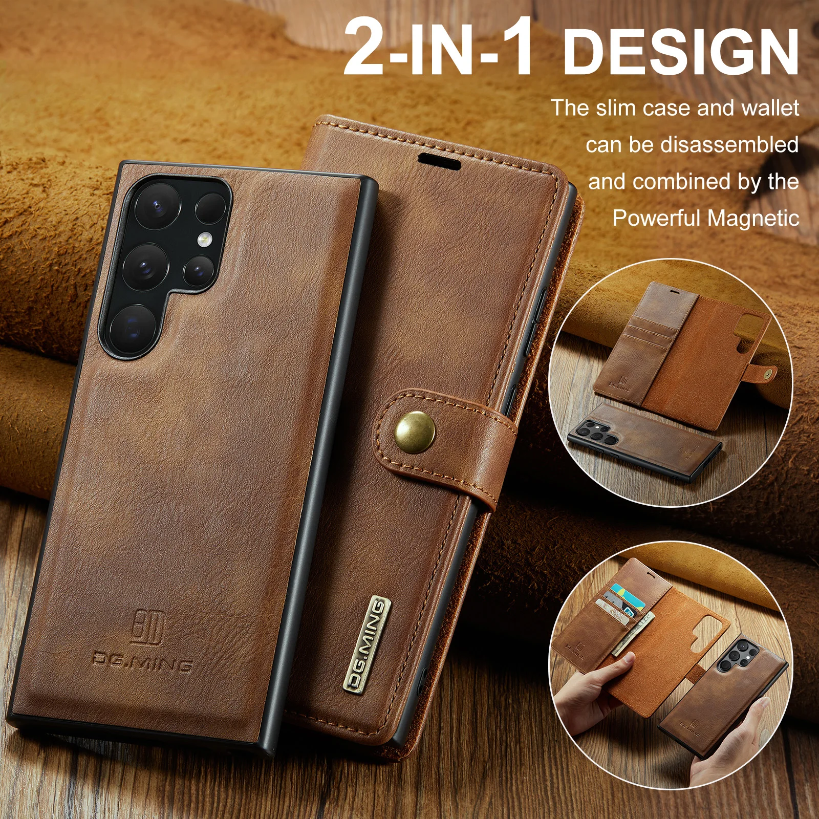 Funda de teléfono tipo billetera de cuero con tapa magnética para Samsung Galaxy S25 Edge S24 S23 Ultra S22 S21 S20 FE S10 S9 S8 Plus, funda a prueba de golpes
