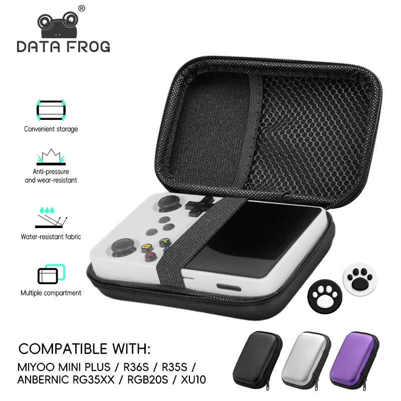 Data Frog-funda para Anbernic RG35XX Plus Miyoo Mini Plus R36S R35S RGB20S XU10, funda EVA, bolsa portátil, accesorios para juegos