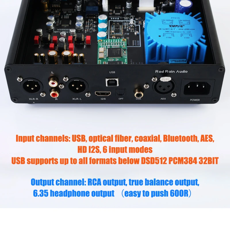 Rod Rain Audio-decodificador de Audio DA68 ES9068 HIFI, Bluetooth 5,1, tarjeta de sonido USB DAC, interfaz Digital, auriculares Amp, soporte DSD512 PCM384 - imagen 3