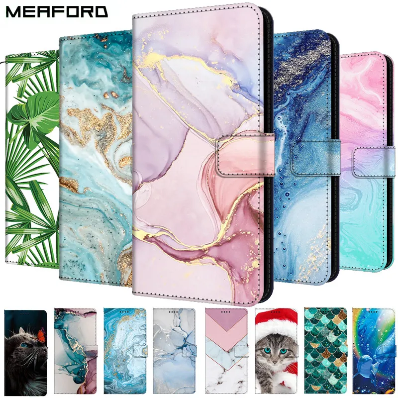Funda de cuero de mármol para Huawei Nova Y90 Y70 Plus Y60 8i Honor 50 Lite funda con tapa soporte cartera libro funda protectora para NovaY90