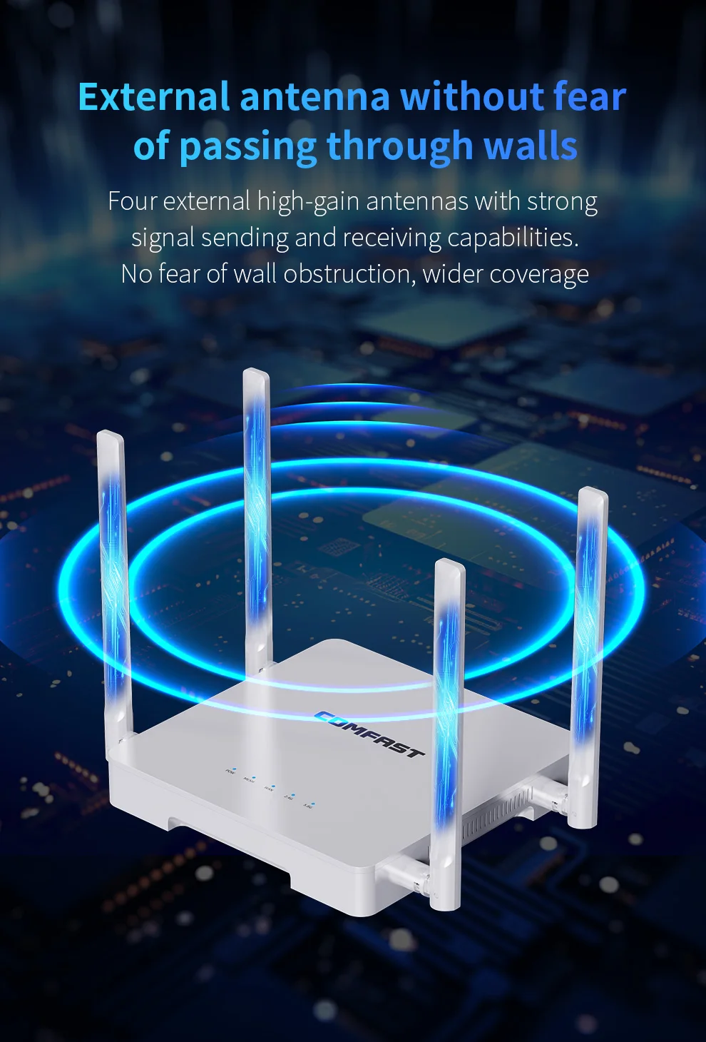 COMFAST-enrutador WiFi 6 Mesh AX3000, enrutador inalámbrico de banda Dual de 2,4G y 5GHz, 3000Mbps, Gigabit, WPA3, potente antena 4 x 5dBi para el hogar - imagen 4