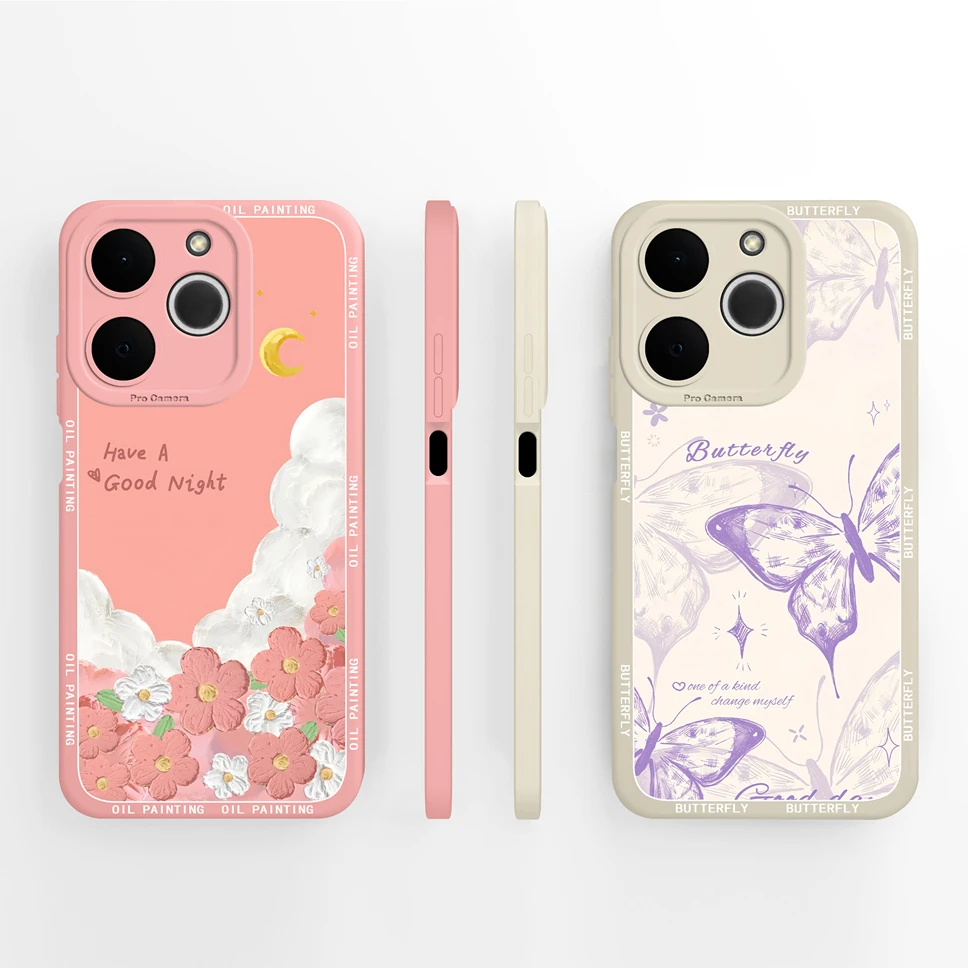 Para Realme Note 70 70T 4G funda de teléfono encantadores patrones de flores de gato parachoques suave de alta calidad para Realme Note70 T cubierta ligera - imagen 3