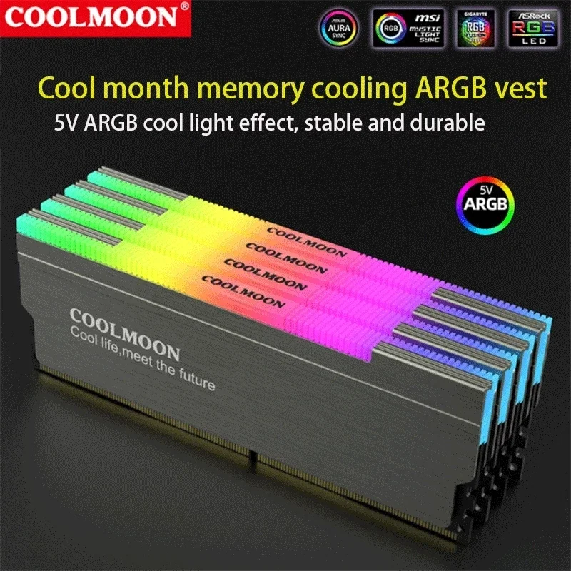Disipador de calor RAM de aluminio RGB, radiador de memoria, enfriador, 5V, 3 pines, placa base ARGB, AURA SYNC - imagen 4