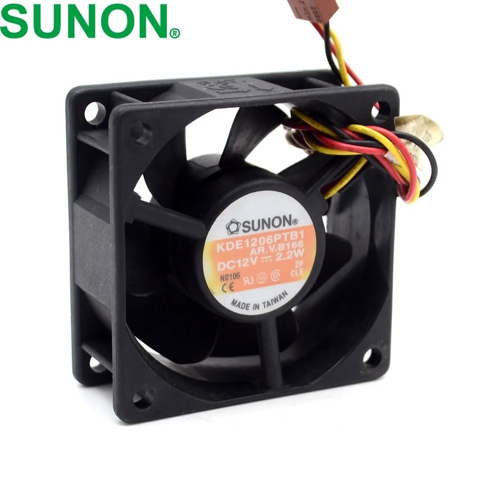 Ventilador de refrigeración con alarma de 3 cables para SUNON 6025, 2,2 W, KDE1206PTB1, 60mm, 12V