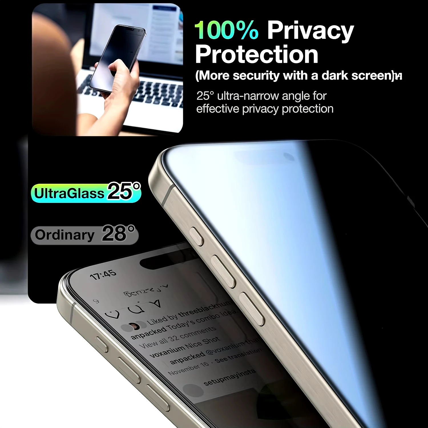 Protector de pantalla de privacidad para Samsung A55 A56 A36 A26 A54 A53 A33 A35 A15 S25 Ultra S24 S23 Plus S22, 1-2 uds. - imagen 5