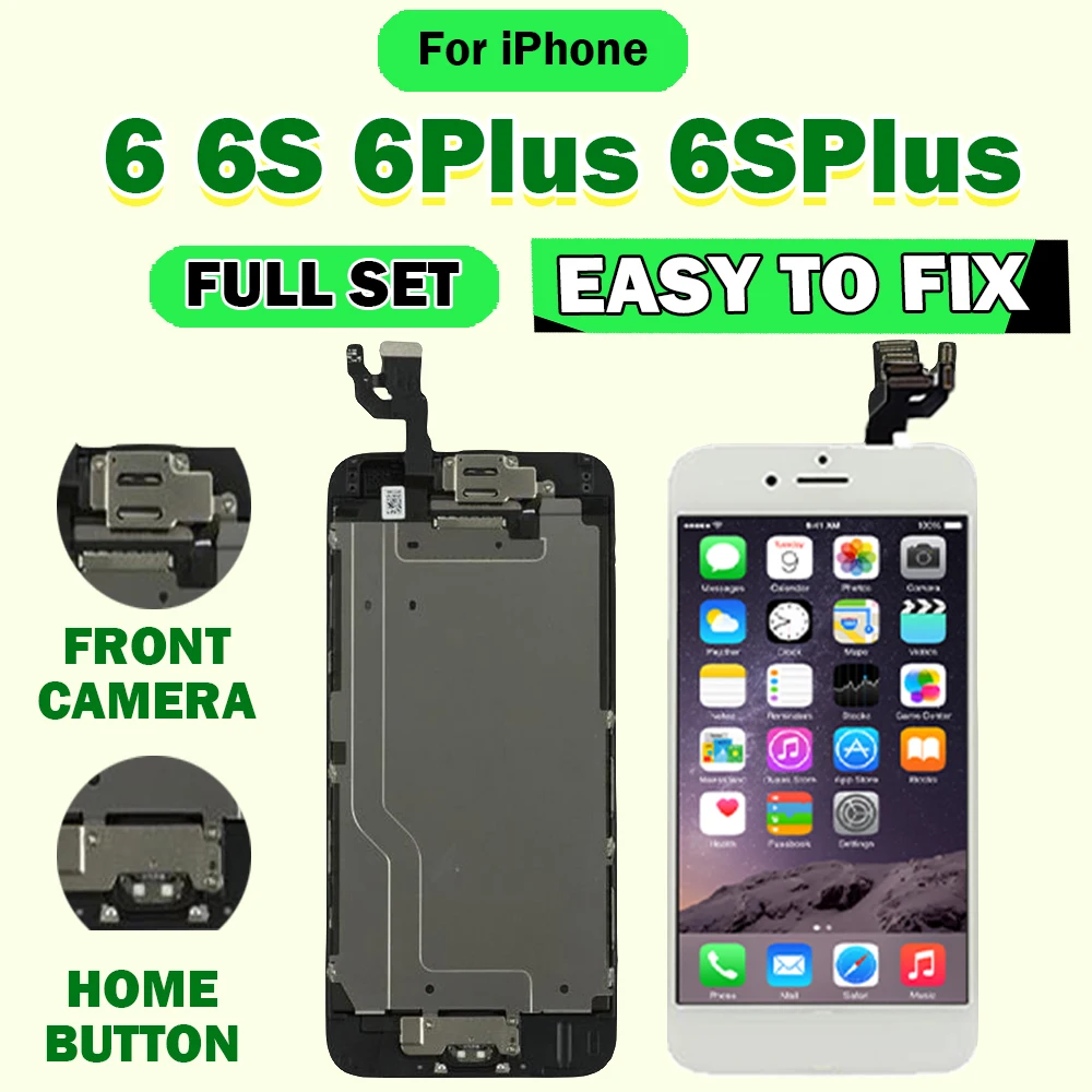 Pantalla LCD para iPhone 6, 6S Plus, 6P, 6SP, Kit de repuesto, digitalizador táctil, montaje completo con cámara frontal