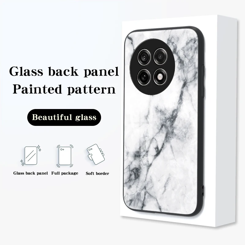 Funda de vidrio templado para Oneplus ACE5 Pro 13R, cubierta protectora trasera dura de grano de mármol para Oneplus 13R 1 + ACE5 Pro - imagen 3