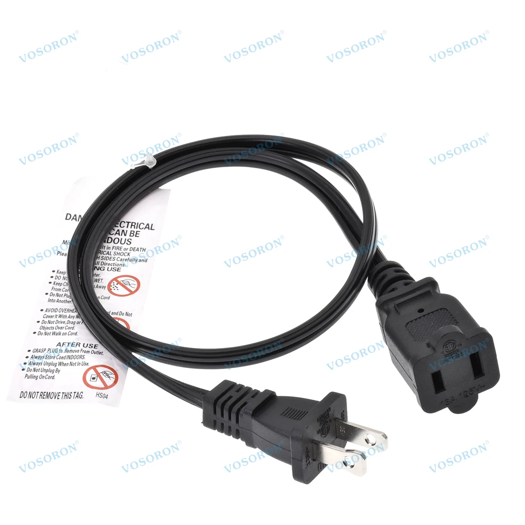 Cable de extensión de alimentación de CA de EE. UU., cable de extensión polarizado de 2 clavijas macho a hembra para Nema 1-15P a 1-15R 0,6 M - imagen 2