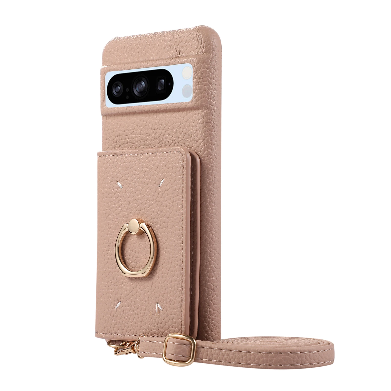 Funda de cuero con soporte de anillo para Google Pixel 8 Pro 8A 7A 7Pro, funda de bolsillo con cordón largo, cartera para tarjetas cruzadas