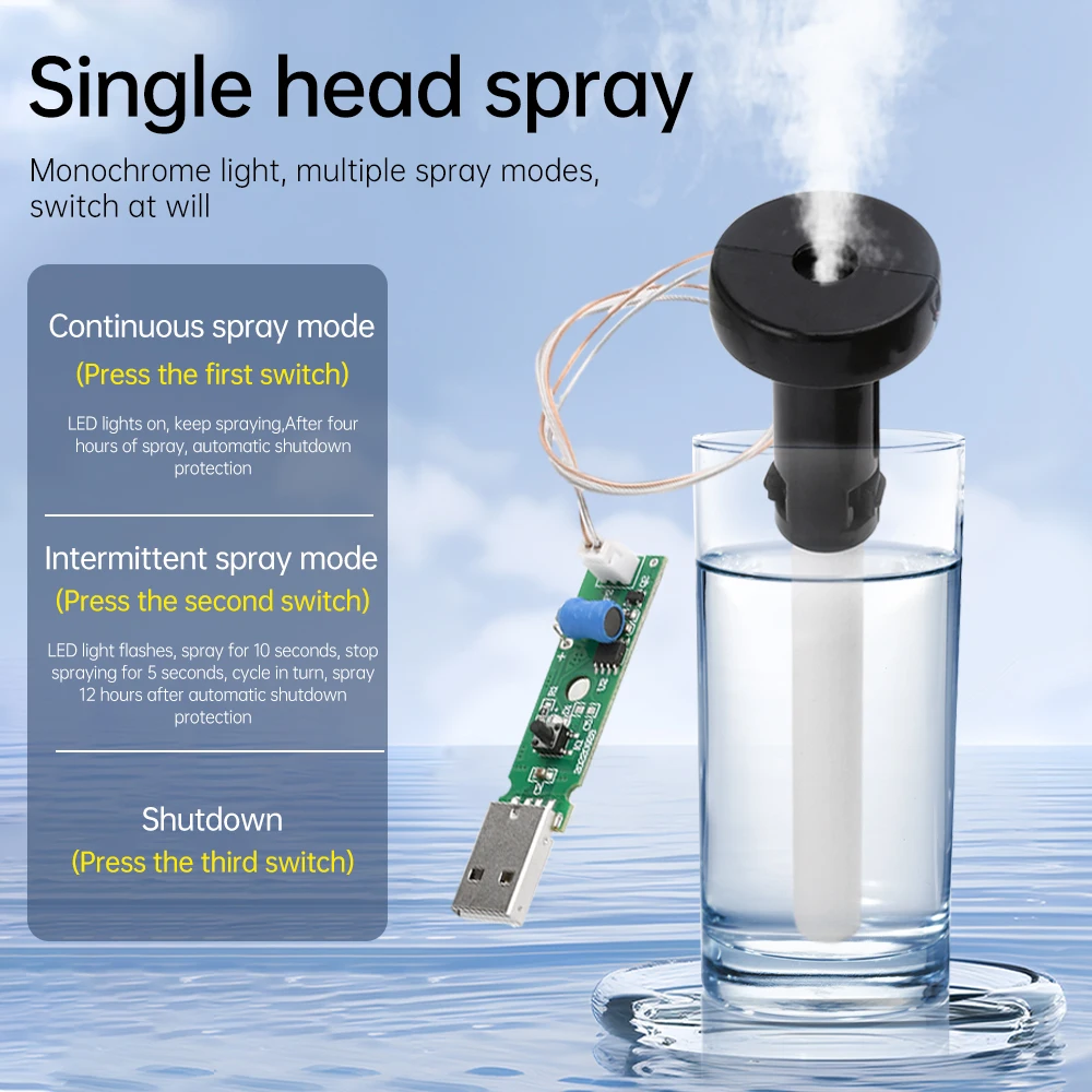 Módulo de humidificador atomizador ultrasónico USB, 5V, 1,5-2W, apagado automático, transductor hidratante DIY, fabricante de niebla, kit atomizador - imagen 3