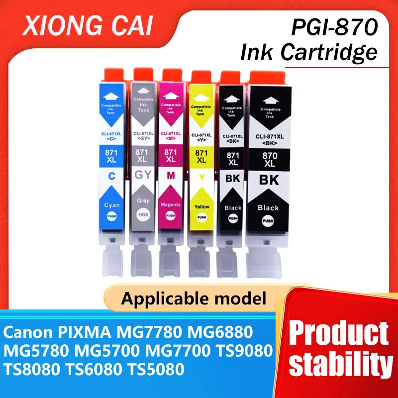 Cartuchos de tinta PGI-870XL CLI-871XL XL para Canon MG5780/MG6880/MG7780 - Juego de tinta de repuesto de alta capacidad