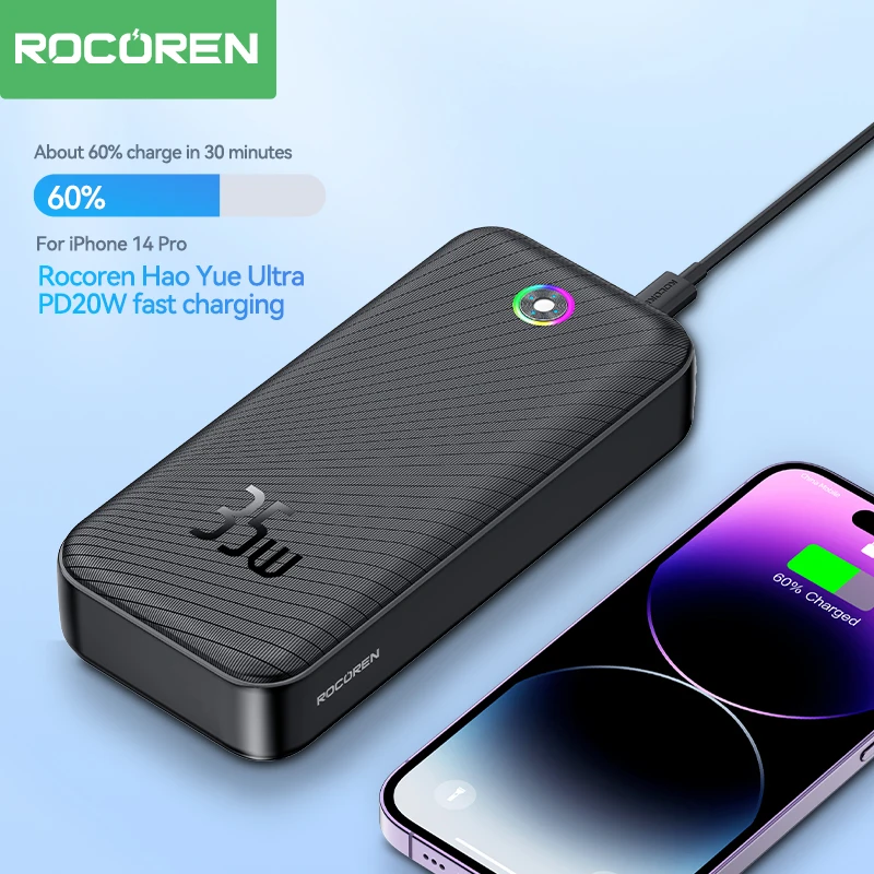 Rocoren 30000mAh PD 35W banco de energía portátil de carga rápida para iPhone 17 Pro Max Xiaomi 15 30000 mAh batería externa - imagen 4
