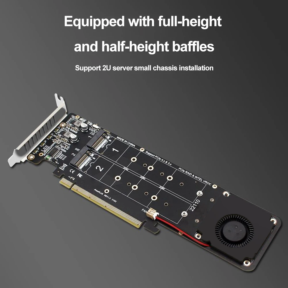 Tarjeta adaptadora PCIe a M2, PCIE 4,0, X16, 4 puertos, M2, NVME, M Key, SSD, 4x32Gbps, M.2, NVME, PCI Express, X16, tarjeta de expansión RAID - imagen 3