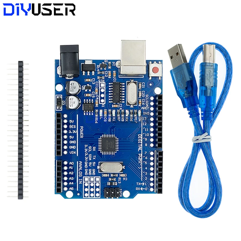 Placa de desarrollo DIYUSER UN0 R3 ATmega328P con cabezal de pines y cable Compatible con proyectos Arduino IDE - imagen 5
