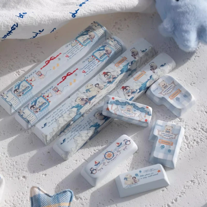 Bonitos teclas de animales de hielo extremo, teclas de perfil Cherry/SOA, tapa de teclado de Anime personalizada PBT para teclado mecánico, regalo, reposamanos - imagen 2