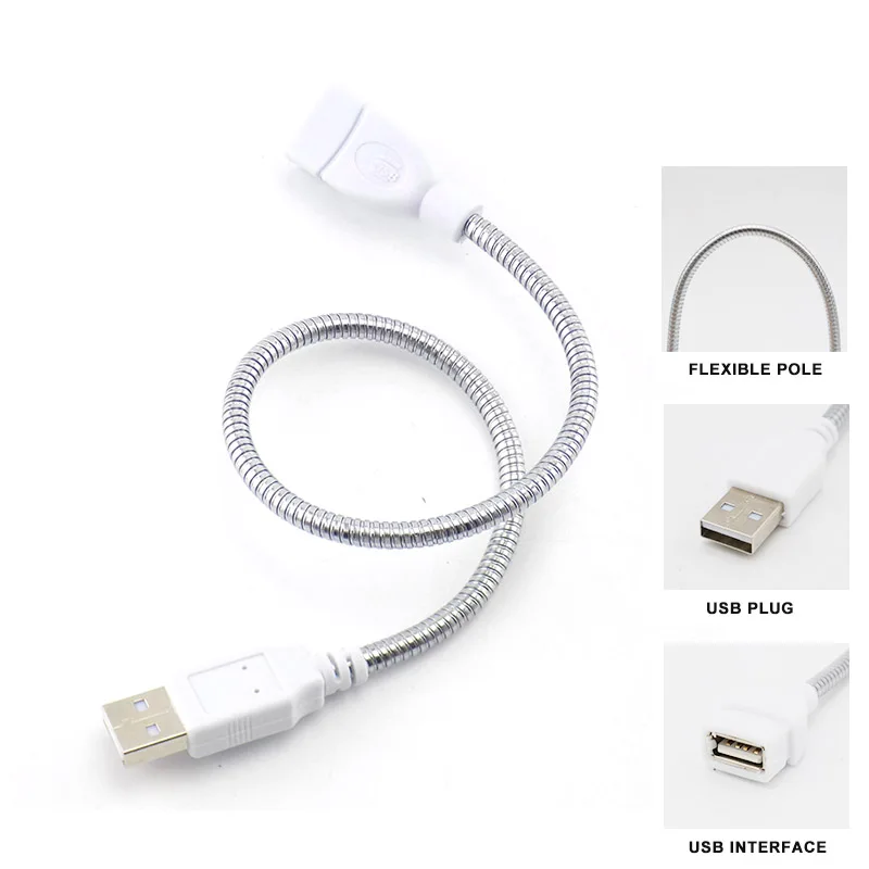Línea de extensión USB, cable de alimentación Flexible, adaptador de conector USB macho a hembra para Mini ventilador de luz nocturna LED USB A7