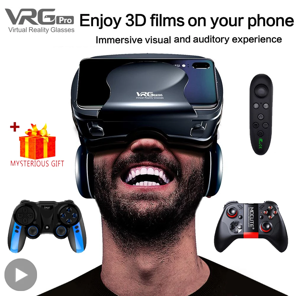 VRG Pro 3D gafas de realidad Virtual VR dispositivos auriculares Viar gafas lentes de casco inteligentes para teléfonos inteligentes visor dispositivos móviles - imagen 2