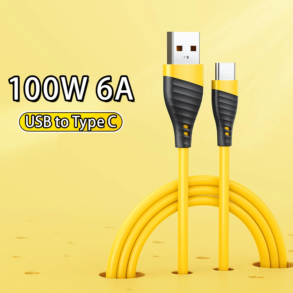 Cable de datos de carga rápida USB tipo C, 120W, 6A, goma líquida suave, cargador de teléfono Android, Cable de transferencia de datos USB A a tipo C